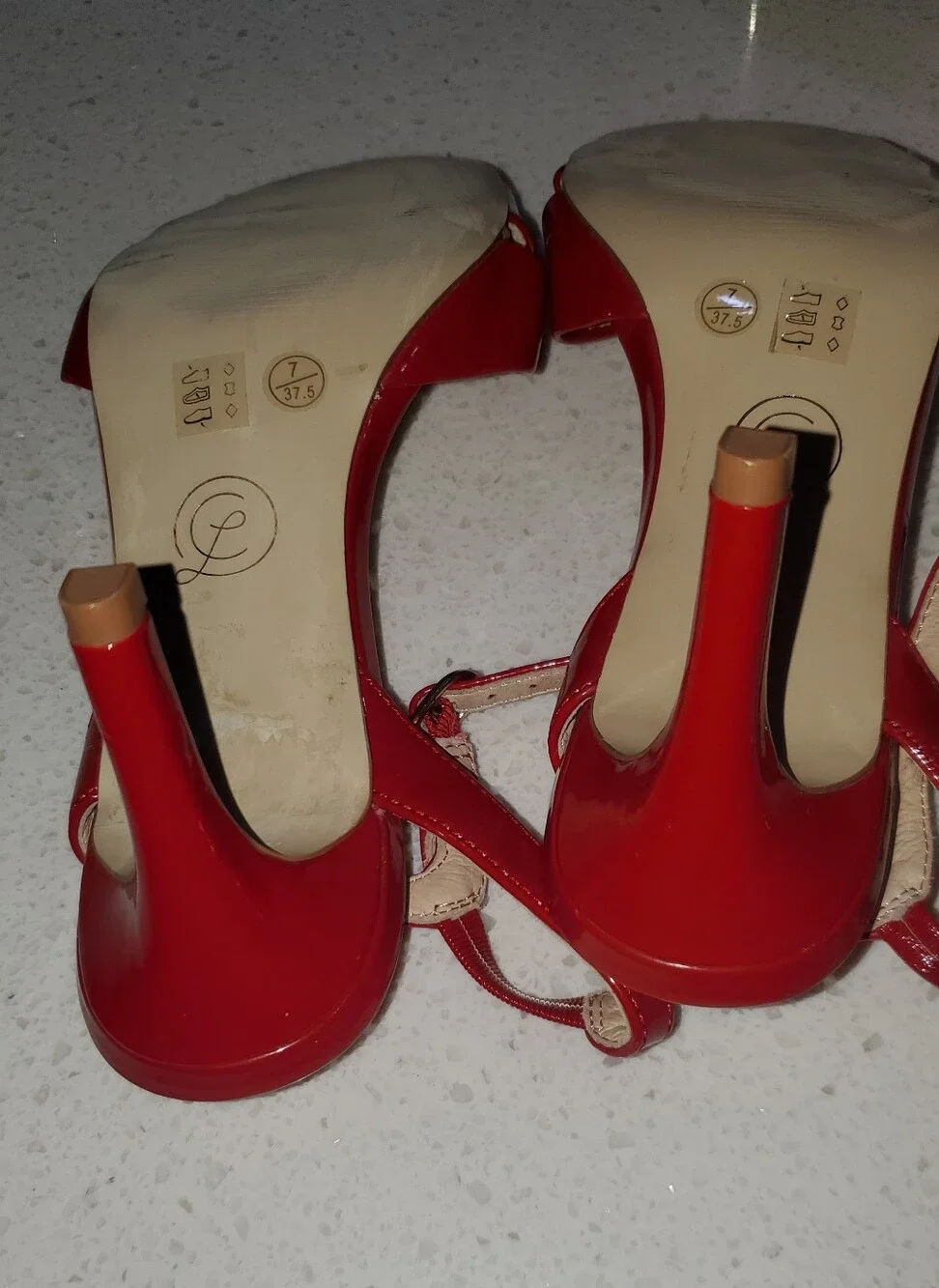 Chinese Laundry Glossy Red Crisscross Ankle-Strap Heels